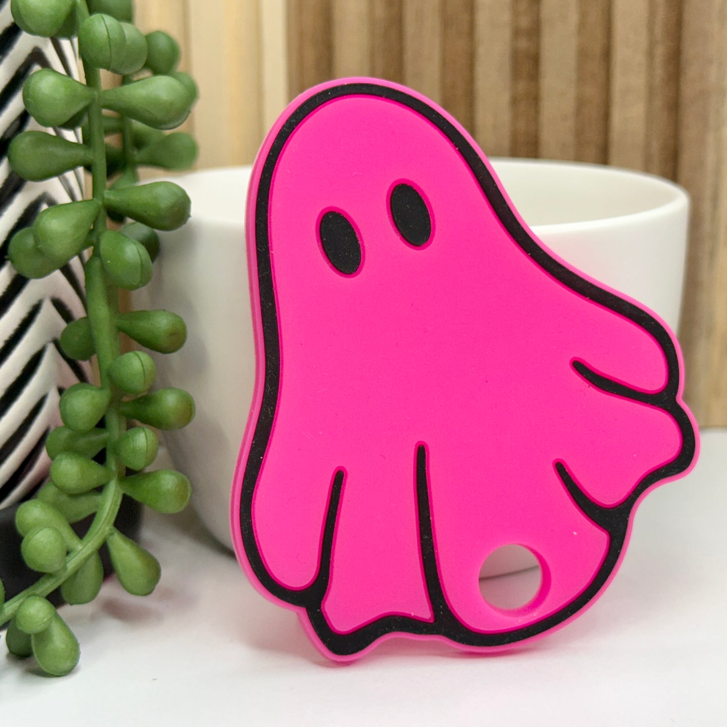 Pink Ghost Silicone Tumbler Tag